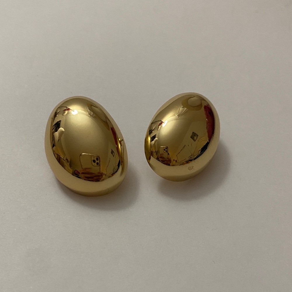 Mango Shiny Gold Tone Oval Earrings